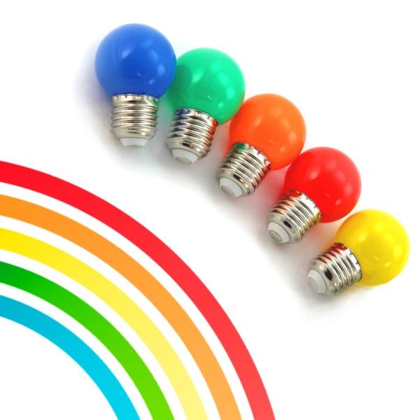 10er Set bunte LED Kugellampen (je 2x rot, grün, blau, gelb, orange…