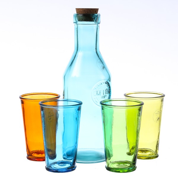 Gläser-Set – Karaffe und 4 Trinkgläser – Glas – 5-teilig