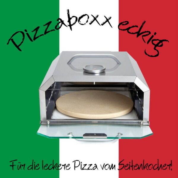 ALLGRILL Pizzaboxx eckig - Pizzahaube für Seitenbrenner