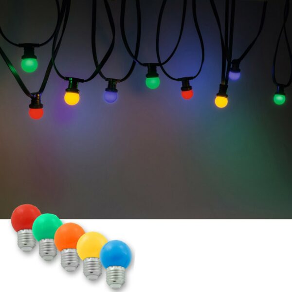 Illu-/Partylichterkette 10m - Außenlichterkette - 10 x bunte LED Lampe