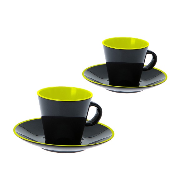 GIMEX GreyLine “lemon-grau” – Espresso Set 2 Personen – bruchfestes…