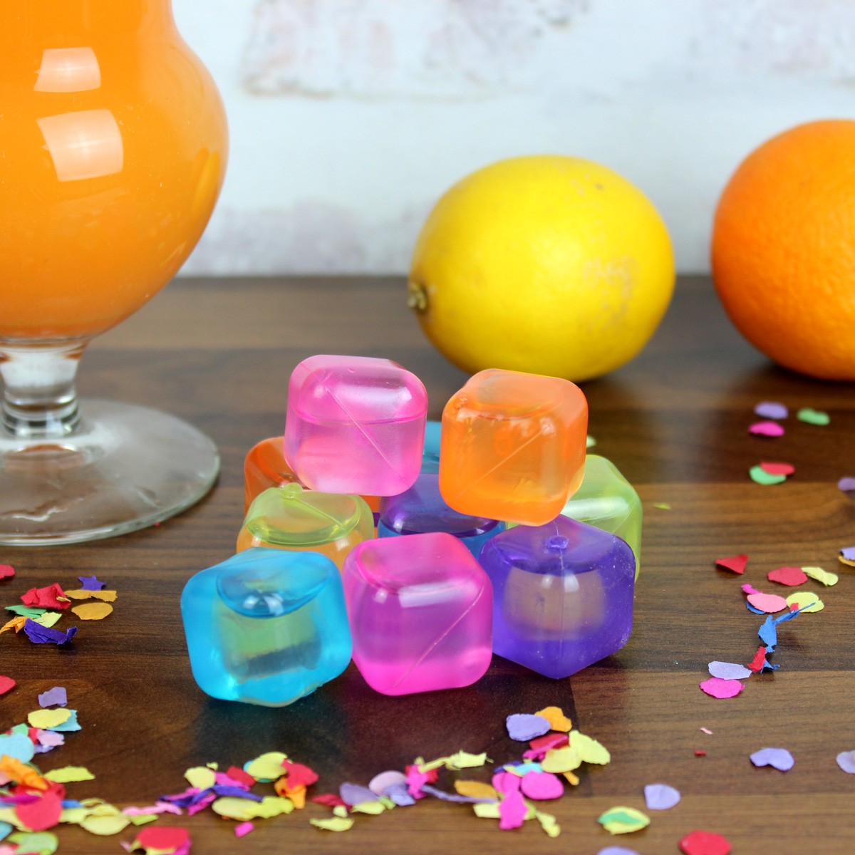 Bunte Eiswürfel in orange, pink, blau, gelb und lila – Kunststoff -…