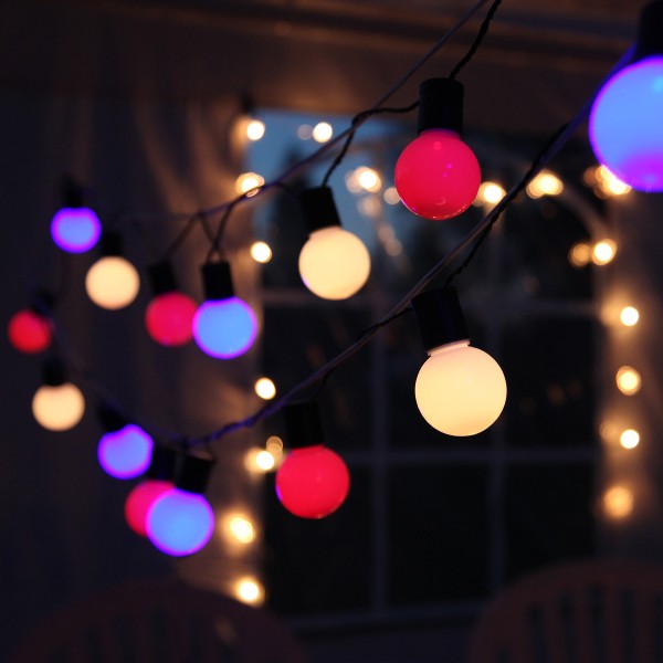 LED Party Lichterkette – 20 bunte LED – L: 5,7m – grünes Kabel – ou…