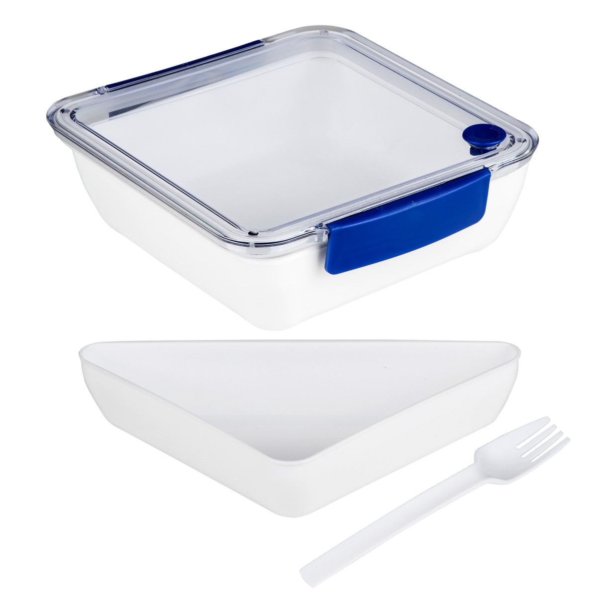 Lunchbox mit Gabel – 2 Fächer – 18,5 x 18,5 x 5cm – 1000ml – blau
