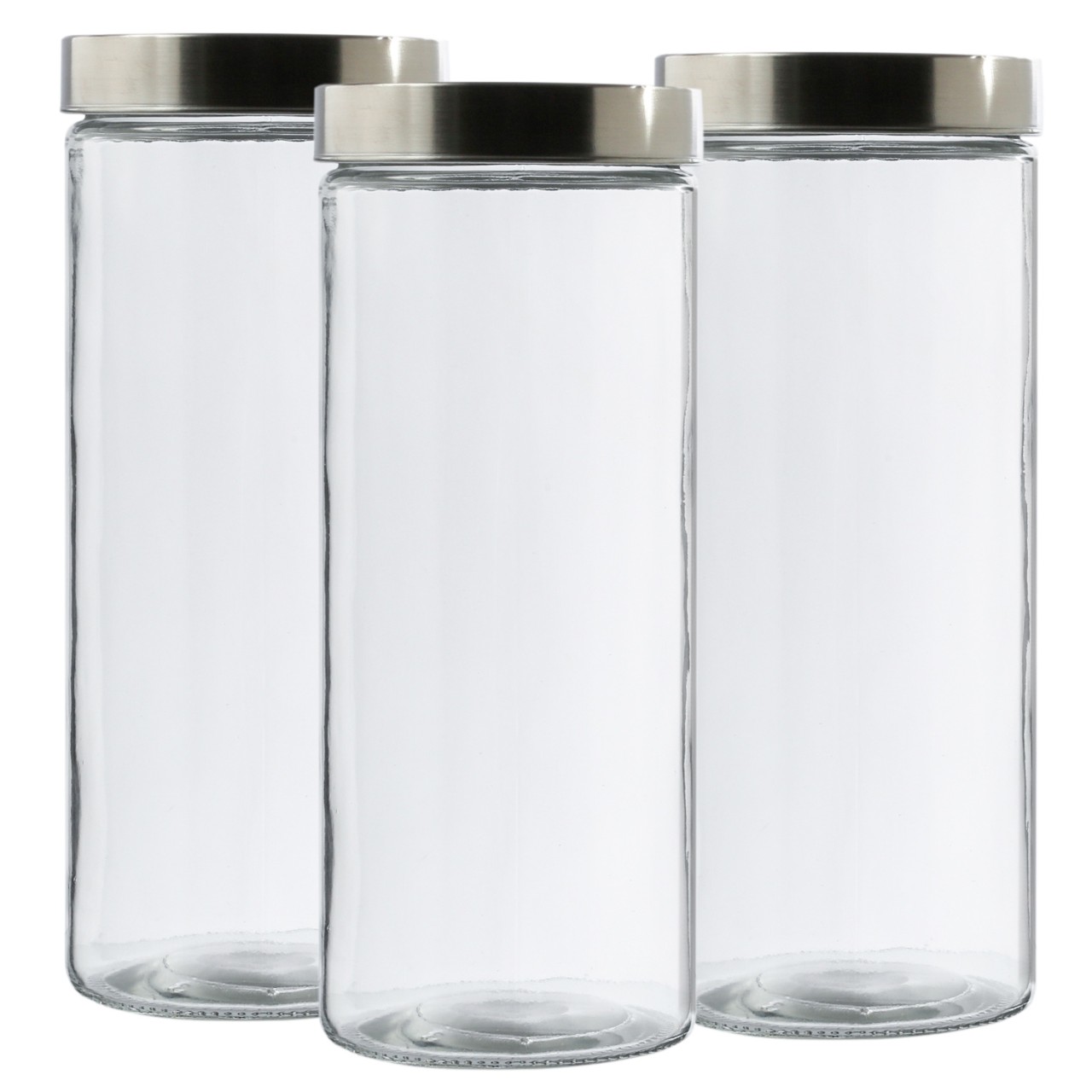 Vorratsdose XL – Glas mit Edelstahldeckel – 2,2 Liter – D: 11cm –  …