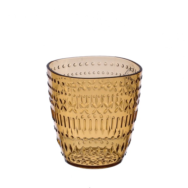 Trinkglas – Becher – Kunststoff – 345ml – mit Muster – gelb