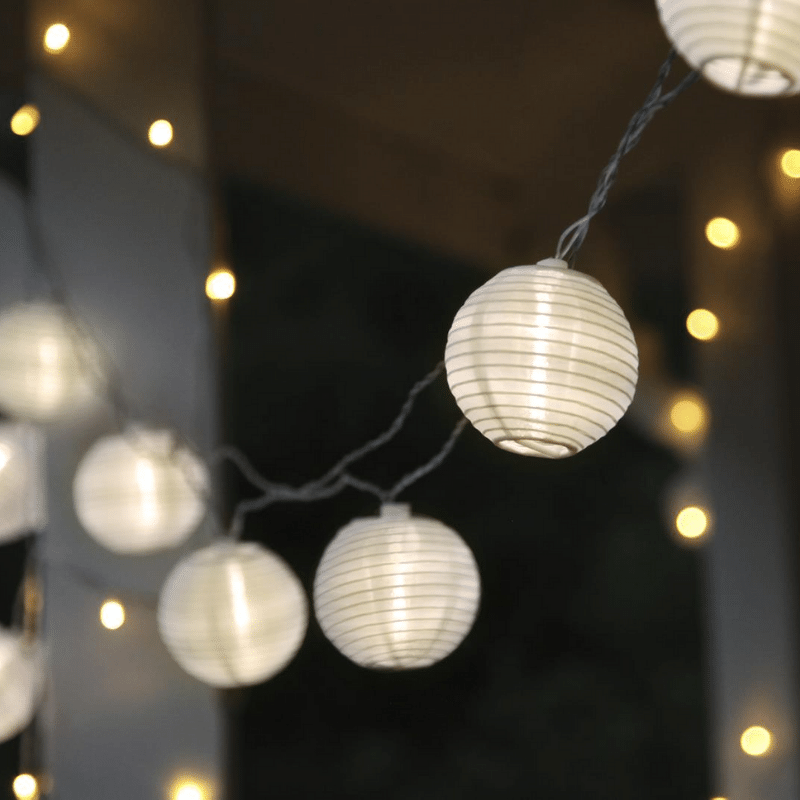 LED Lichterkette LAMPION – 10 weiße Lampions mit warmweißen LED – 4…