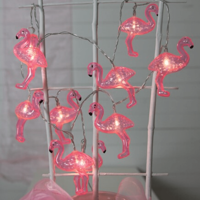 LED Lichterkette Flamingo – 10 pinke Flamingos – warmweiße LED – Ba…