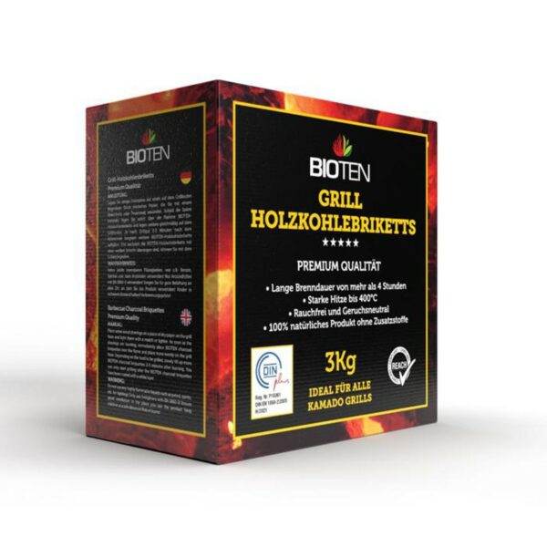BIOTEN Premium Grill Holzkohlebriketts 3kg