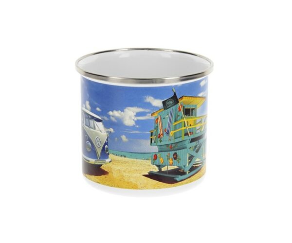 VW Collection Emaille Tasse "BEACHLIFE" - 500ml - mit Edelstahlrand