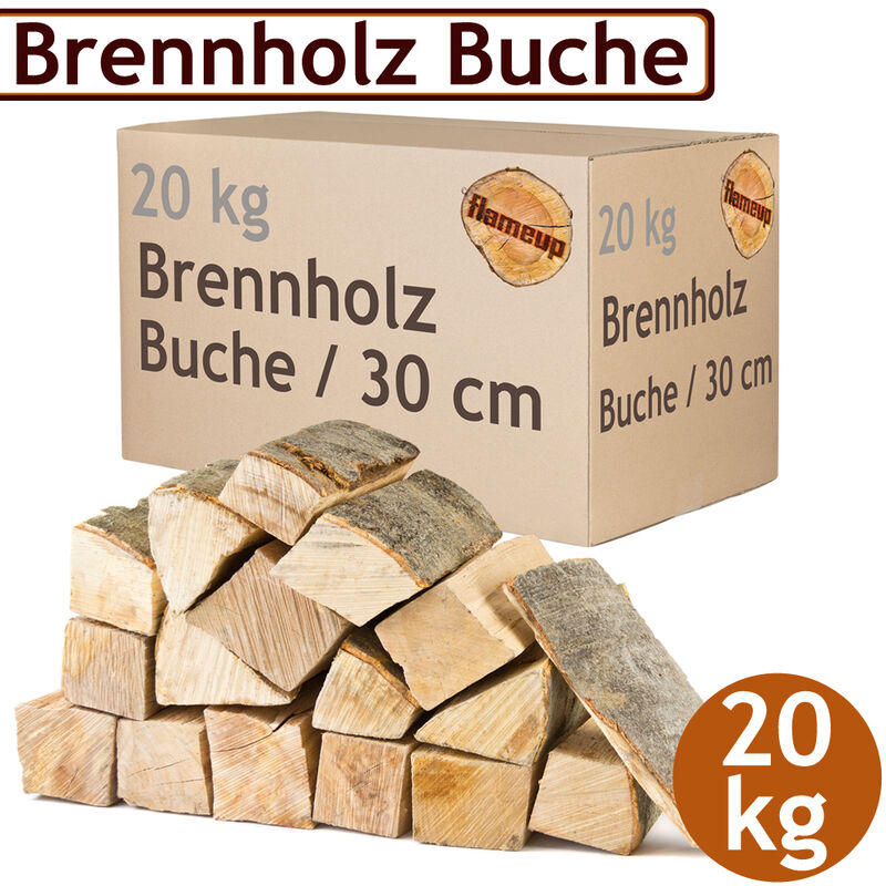 Brennholz Kaminholz Holz 20 kg Für Ofen und Kamin Kaminofen Feuerschale Grill Buche Feuerholz Buchenholz Holzscheite Wood 30 cm Flameup