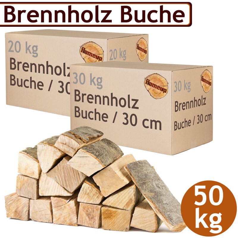 Brennholz Kaminholz Holz 50 kg Für Ofen und Kamin Kaminofen Feuerschale Grill Buche Feuerholz Buchenholz Holzscheite Wood 30 cm Flameup