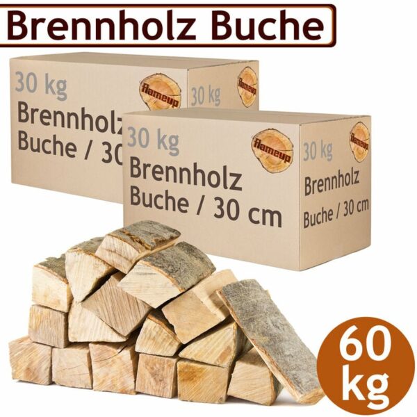 Brennholz Kaminholz Holz 60 kg Für Ofen und Kamin Kaminofen Feuerschale Grill Buche Feuerholz Buchenholz Holzscheite Wood 30 cm Flameup