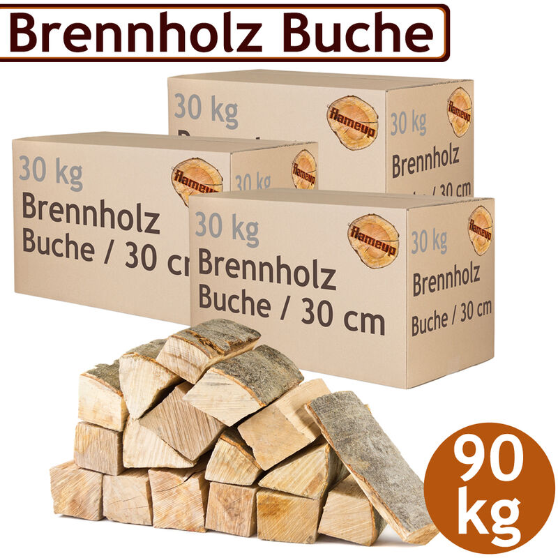 Brennholz Kaminholz Holz 90 kg Für Ofen und Kamin Kaminofen Feuerschale Grill Buche Feuerholz Buchenholz Holzscheite Wood 30 cm Flameup