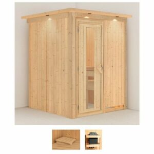 Karibu Sauna Milaja, BxTxH: 165 x 165 x 202 cm, 68 mm, (Set) ohne Ofen