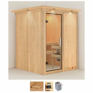 Karibu Sauna Norma, BxTxH: 165 x 165 x 202 cm, 68 mm, (Set) 4,5-kW-Ofen mit integrierter Steuerung