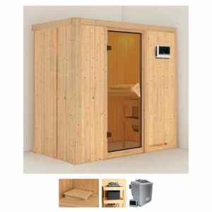 Karibu Sauna Vada, BxTxH: 196 x 118 x 198 cm, 68 mm, (Set) 4,5-kW-Bio-Ofen mit externer Steuerung