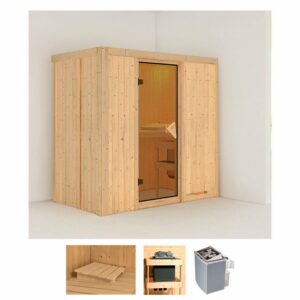 Karibu Sauna Vada, BxTxH: 196 x 118 x 198 cm, 68 mm, (Set) 4,5-kW-Ofen mit integrierter Steuerung