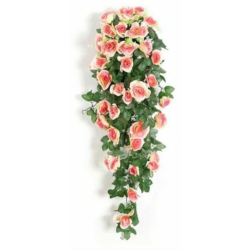 Künstliche Rose Ranke Wandheizung Rohr Gefälschte Decke Ranke Blume Innen Wohnzimmer Dekoration Kunststoff Blume Ranke Pflanze (2 Champagner Rose