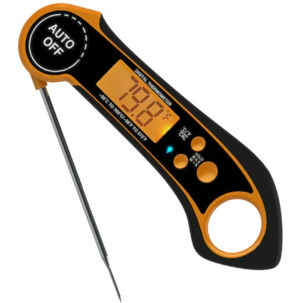 Lebensmittel-Thermometer, Grill-Thermometer, -50 bis 300 Grad, schnelle Temperaturmessung, großes Display, digitales Display, Küche, Ofen - Orange