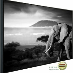 Papermoon Infrarotheizung "Elefant mit Landschaft Schwarz Weiß", sehr angenehme Strahlungswärme