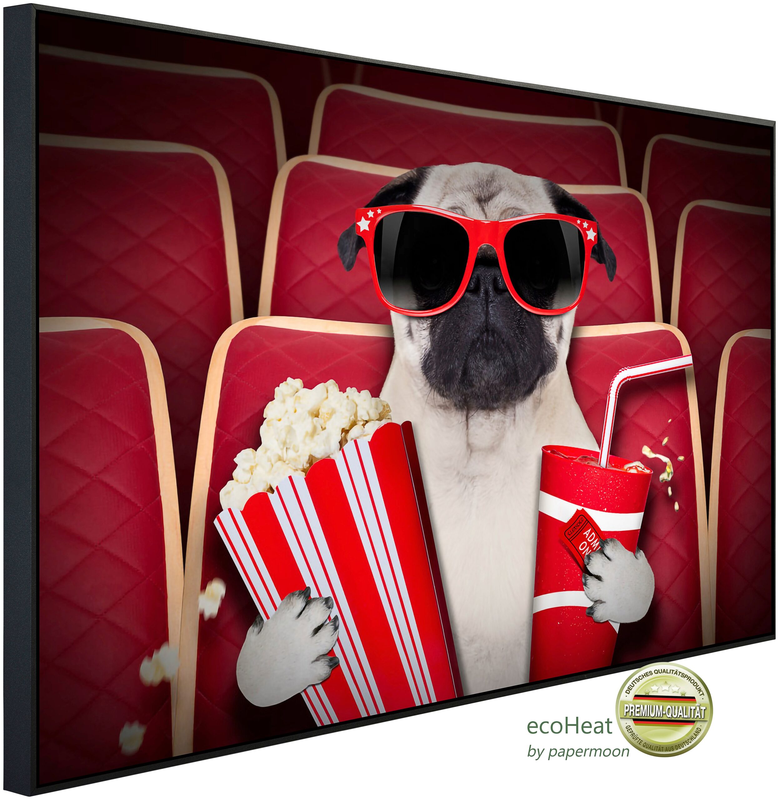 Papermoon Infrarotheizung "Hund im Kino", sehr angenehme Strahlungswärme