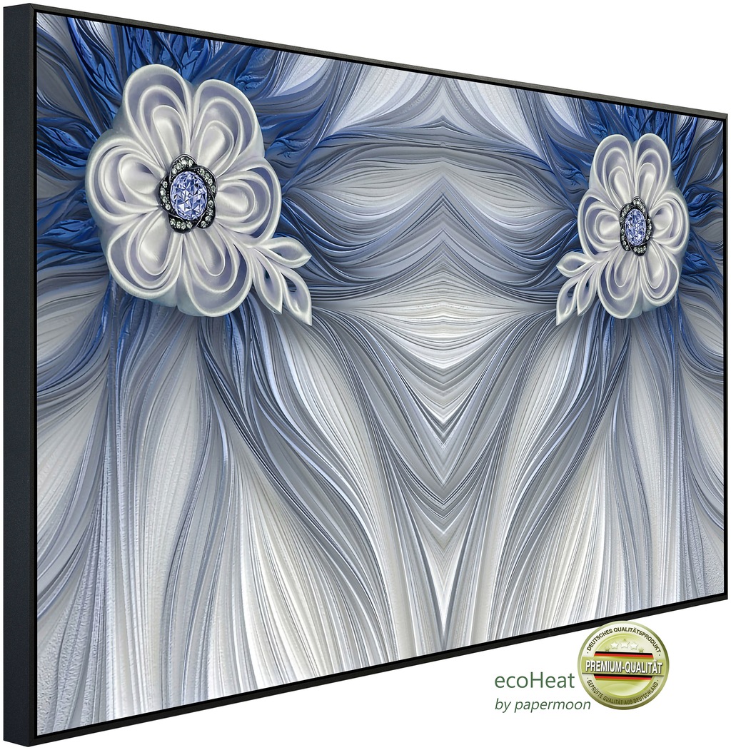 Papermoon Infrarotheizung "Muster mit Blumen blau", sehr angenehme Strahlungswärme