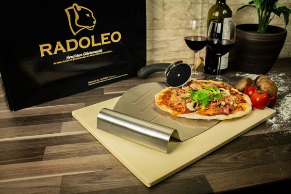 RADOLEO® Pizzastein L aus Cordierit | Premium Set 3-tlgl | 38x30cm ...