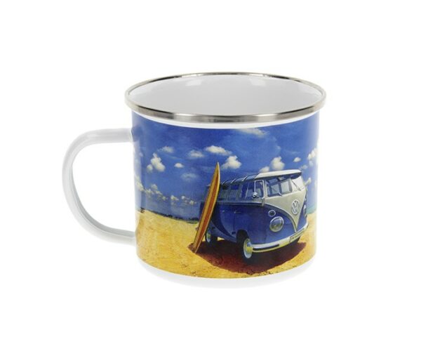 VW Collection Emaille Tasse "BEACHLIFE" - 500ml - mit Edelstahlrand