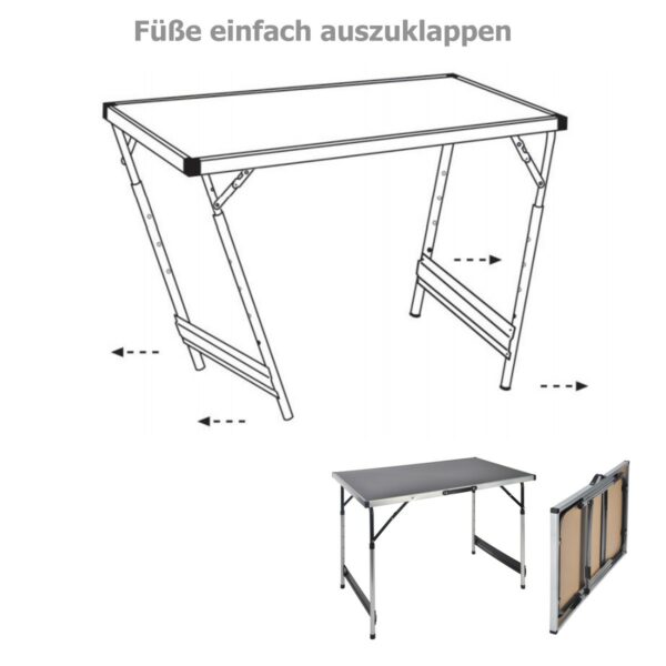 Camping Tisch / Universaltisch 100x60cm - Teleskopfüße (75/80/85/90...