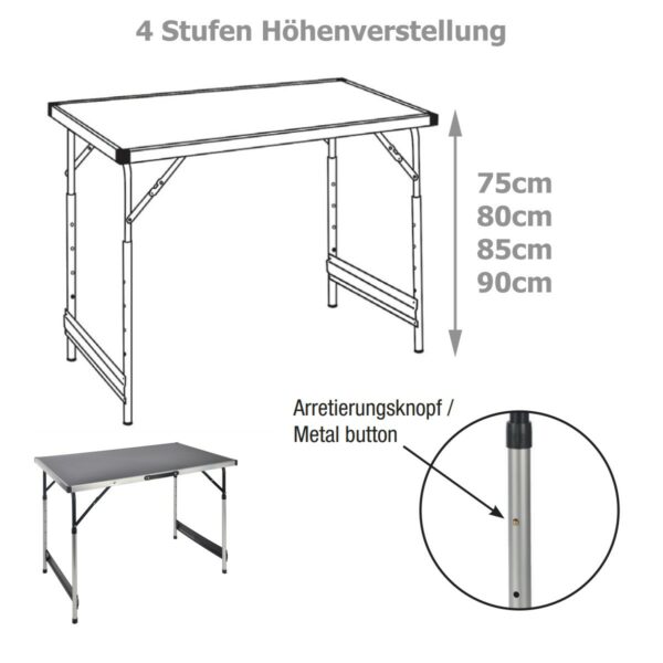 Camping Tisch / Universaltisch 100x60cm - Teleskopfüße (75/80/85/90...