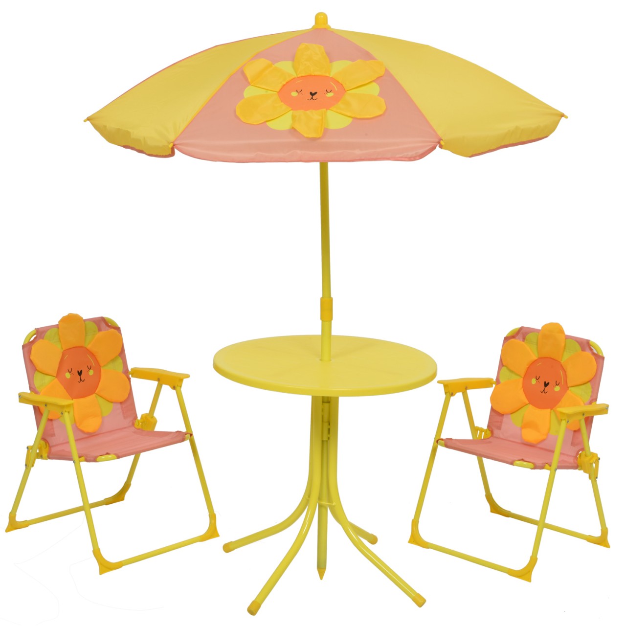 Kindersitzgruppe Blume YOKO – 2 Stühle und Tisch mit Sonnenschirm -…