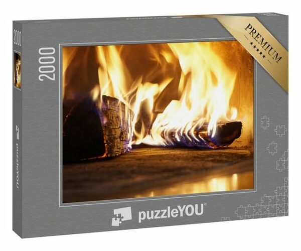 puzzleYOU Puzzle Gemütliche Atmosphäre: brennendes Holz im Ofen, 2000 Puzzleteile, puzzleYOU-Kollektionen Winter, Himmel & Jahreszeiten