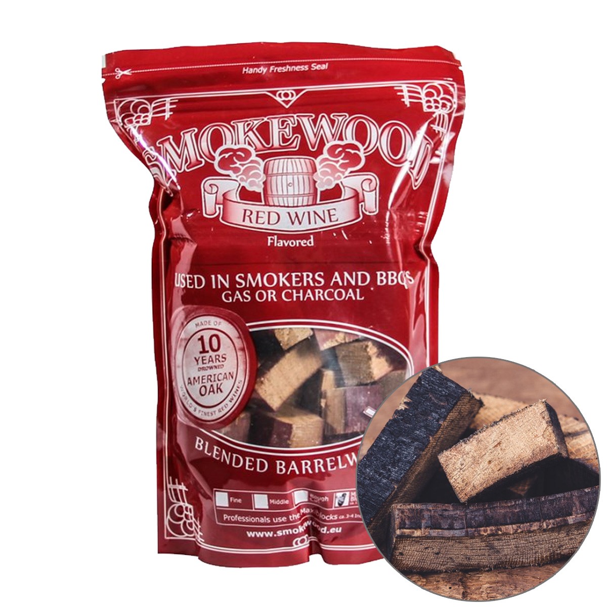 Smokewood Rotwein Mini Blocks – Räucherholz aus alten Weinfässern