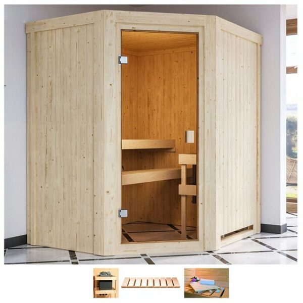 welltime Sauna Fedder, BxTxH: 170 x 151 x 198 cm, 68 mm, ohne Ofen