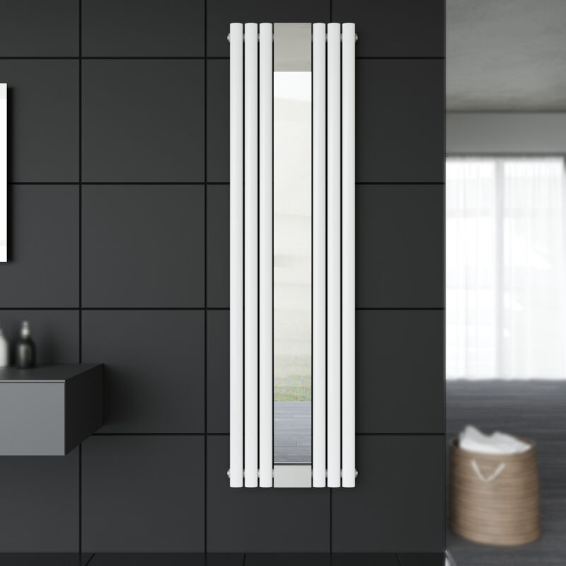 Design Röhrenheizkörper Heizkörper Paneelheizkörper Wandheizung Weiß 1800x500mm Einlagig Vertikal mit Spiegel