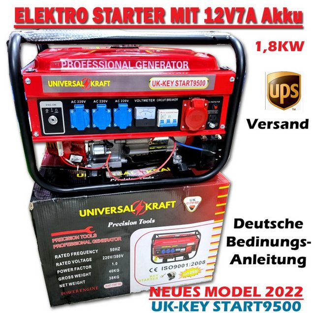 Ehrmann Stromerzeuger Benzin Stromerzeuger W8500E mit E-Start, (1-tlg)