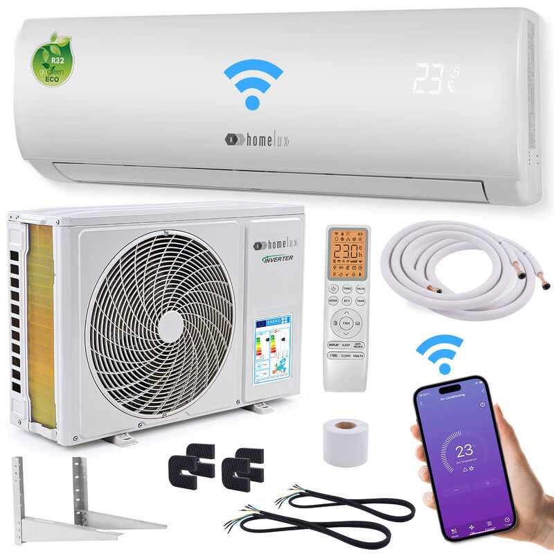 Homelux – Split Klimaanlage Set – mit WiFi/App Funktion Klimagerät – Kühlen a++/ Heizen a+, vorbefülltes Kältemittel R32 gogreen eco – Inklusive