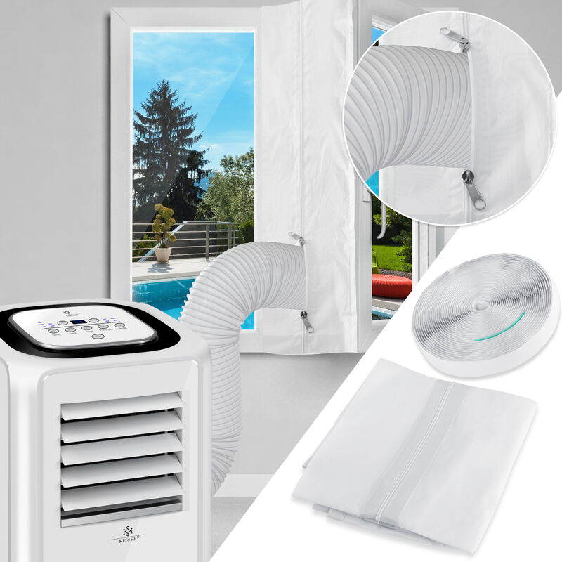 Fensterabdichtung für mobile Klimagerät, Klimaanlage, Wäschetrockner, Ablufttrockner, Hot Air Stop zum Anbringen an Fenster, Dachfenster,