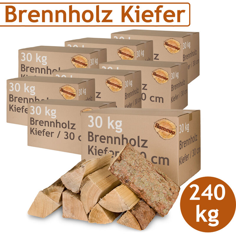 Kiefer Brennholz Kaminholz 5-500 kg Holz Für Ofen und Kamin Kaminofen Feuerschale Grill Feuerholz 30 cm Holzscheite Wood Kammergetrocknet Flameup