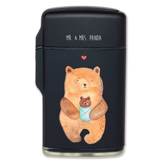 Mr. & Mrs. Panda Feuerzeug Bär mit Baby - Schwarz - Geschenk, Teddybär, Mutter, Neffe, Täufling, (1-St)