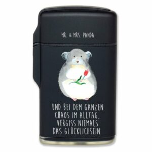 Mr. & Mrs. Panda Feuerzeug Chinchilla mit Blume - Schwarz - Geschenk, Chaos, lustige Sprüche, tr (1-St)