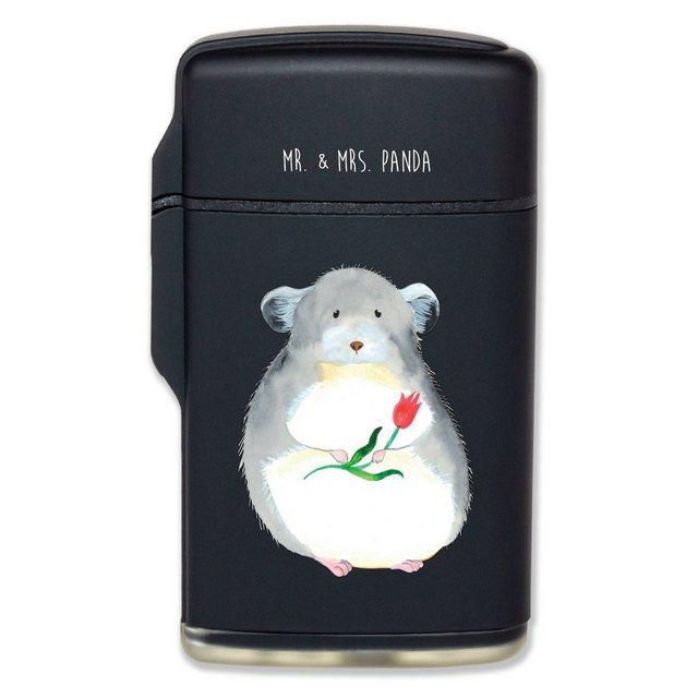 Mr. & Mrs. Panda Feuerzeug Chinchilla mit Blume – Schwarz – Geschenk, Kummer, gute Laune, lustig (1-St)
