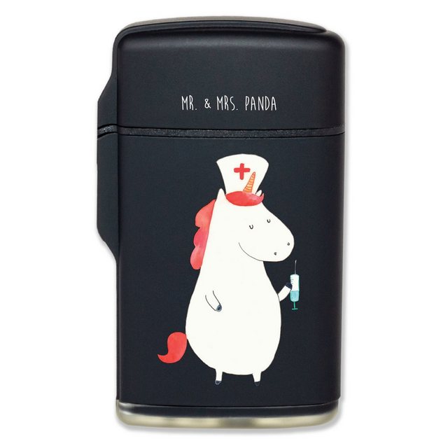 Mr. & Mrs. Panda Feuerzeug Einhorn Krankenschwester – Schwarz – Geschenk, Krankenhaus, Krankenpf (1-St)