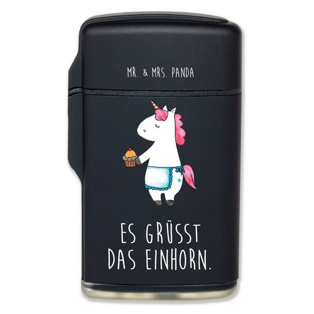 Mr. & Mrs. Panda Feuerzeug Einhorn Muffin - Schwarz - Geschenk, Kekse, Pegasus, Unicorn, Einhörn (1-St)