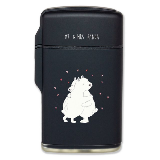 Mr. & Mrs. Panda Feuerzeug Eisbär Umarmen - Schwarz - Geschenk, Tiere, süße Tiermotive, lustige (1-St)