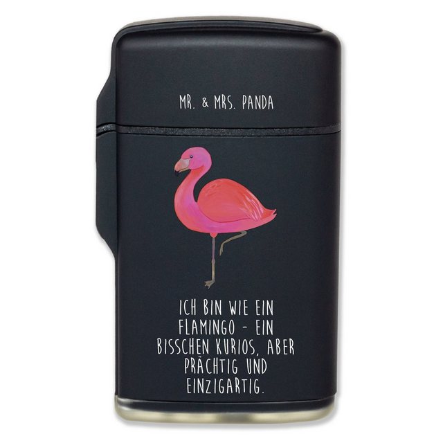 Mr. & Mrs. Panda Feuerzeug Flamingo classic – Schwarz – Geschenk, Freundin, glücklich, Stolz, To (1-St)