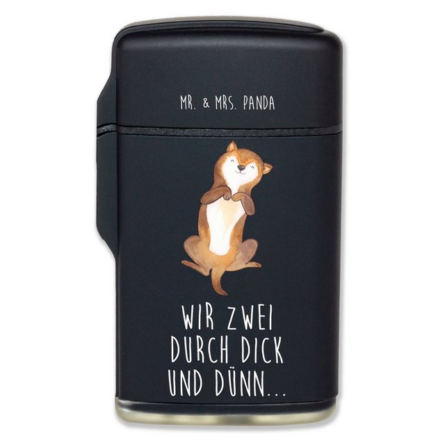 Mr. & Mrs. Panda Feuerzeug Hund Bauchkraulen - Schwarz - Geschenk, Hundebesitzer, Hunde, süß, Hu (1-St)