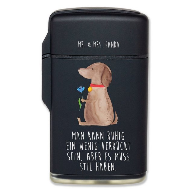 Mr. & Mrs. Panda Feuerzeug Hund Blume – Schwarz – Geschenk, niedlich, Hundebesitzer, Hunde, Hund (1-St)