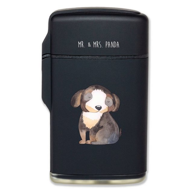 Mr. & Mrs. Panda Feuerzeug Hund entspannt - Schwarz - Geschenk, Hundespruch, Tierliebhaber, Sprü (1-St)